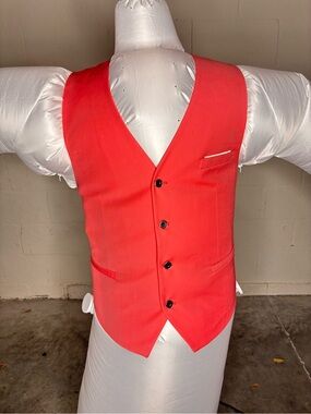MAGE MALE Men's NWT Red Double-Breasted Dress Vest Closure with Buttons US Large